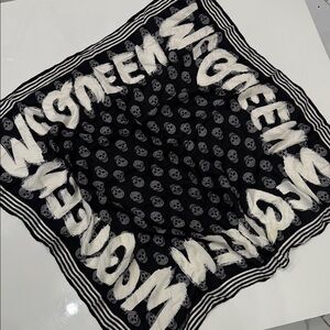 Alexander McQueen Black and White Designer Skull Scarf